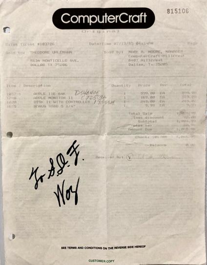 The receipt for the original SDF-1