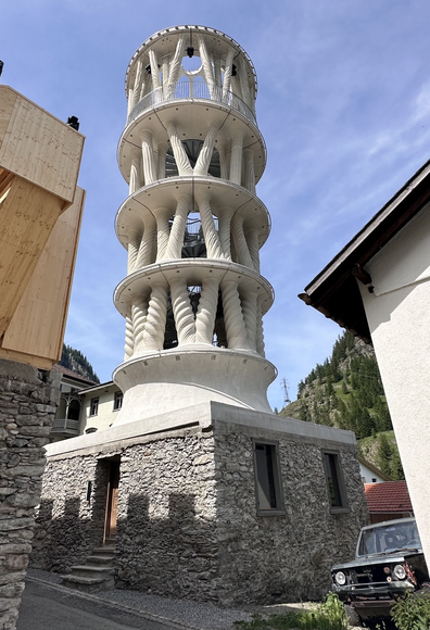 a 3D printed concrete version of the white tower of Minas Tirith