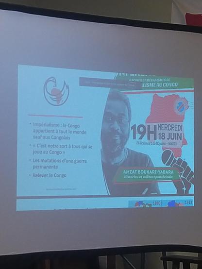 Affiche de l'événement, avec le sommaire:

- impérialisme: le congo appartien à tout le monde sauf aux congolais
- "c'est notre sort  à tous qui se jou au congo"
- les mutations d'une guerre permanente
- relever le congo
