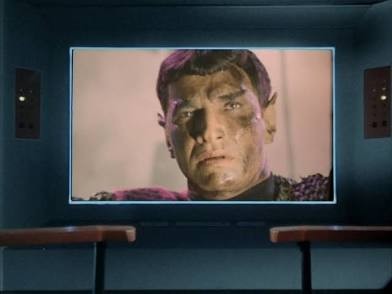A disheveled and defeated Romulan commander on the viewscreen