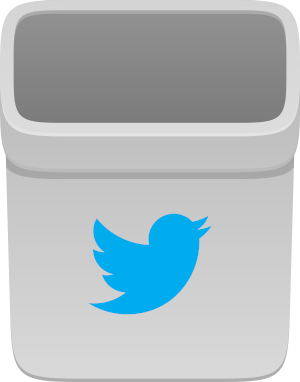 An recycle bin icon, it's grey and the green three arrows “recycling” icon is replaced by the Twitter one.