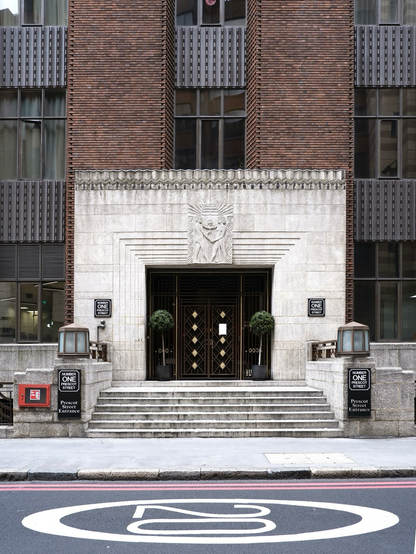The art deco entrance to the former Co-op offices in Aldgate