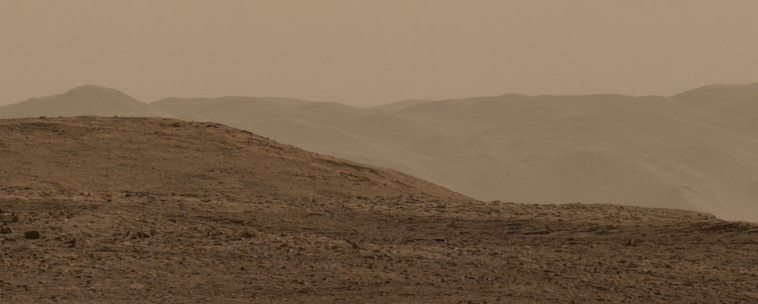 An ochre toned image capturing a Martian landscape
