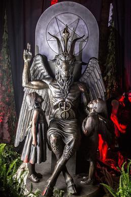 The Satanic Temple's "Baphomet" statue during its unveiling in Detroit in July of 2015 (photo taken by Matt Anderson).
