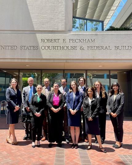 The Baykeeper legal team standing in front of the Robert Peckham Courthouse in San Jose