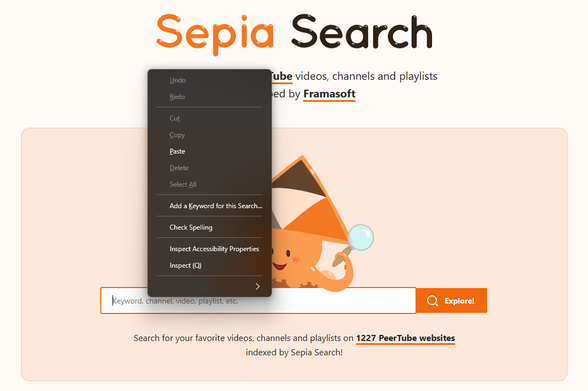 screenshot showing right clicking in a search bar to select "Add keyword for search"