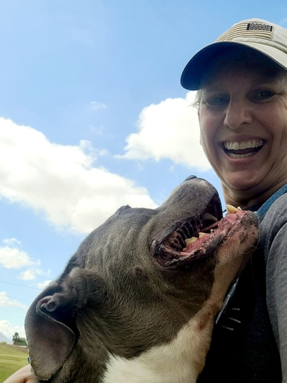 Beautiful dog with a person
"Meet this sweetheart today. Snugglebug Alert"