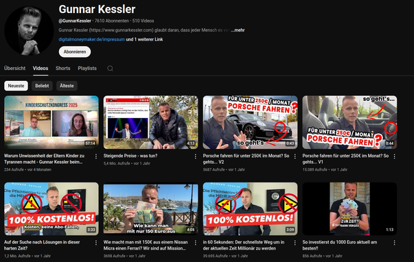 Channelof that same finance bro with a lot of shitty clickbait and some questionable attendance at a "Child Protection Congress" 

Source: https://www.youtube.com/@GunnarKessler/videos
