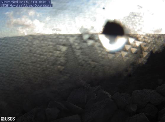 Webcam view of a volcano.