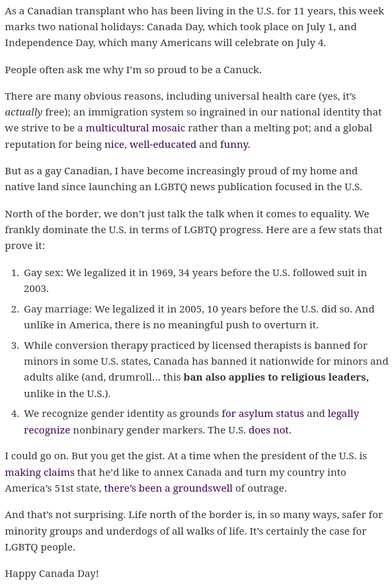 Being 2SLGBTQIA+ in America vs. Canada. Why Is It Safer in One Country?
https://www.unclosetedmedia.com/p/being-lgbtq-in-america-vs-canada

🇺🇲 🇬🇧 🇨🇦 #Christofascism #antiLGBT #transgenocide
🇨🇦 #Poilievre #DanielleSmith #ScottMoe #Trumpism

#capitalism #inequality

🏳️‍⚧️ #TransLivesMatter #BlackTransLivesMatter #TransRights
https://mastodon.social/@persagen/114186381298087870

🇨🇦 Canadian Values
https://docs.google.com/document/d/1T8eCeeVbYmsEzvvyUmoDC0KeKvjB9E57YG4AvU97RZo

#DemocraticSocialism #justice