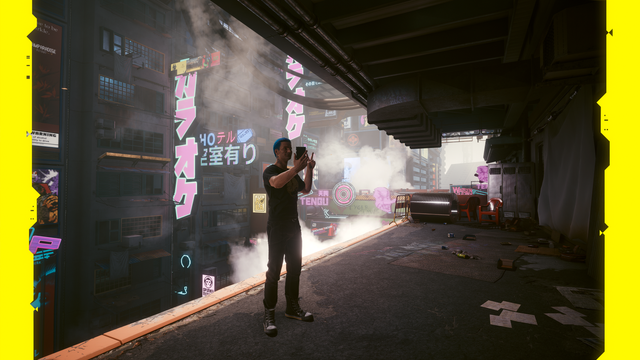 Screenshot taken from Cyberpunk 2077 video game in photo mode