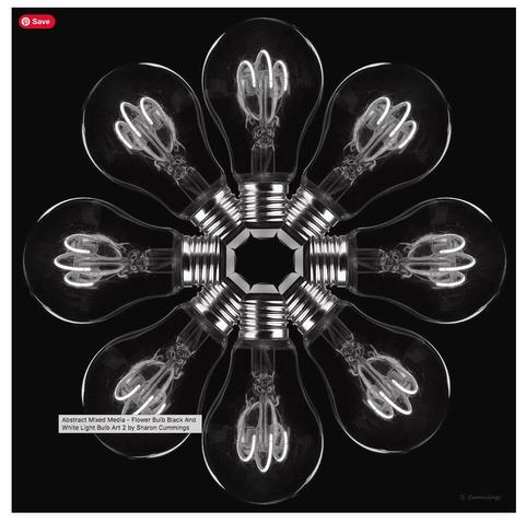 Black and white incandescent bulbs in a flower design by artist Sharon Cummings.