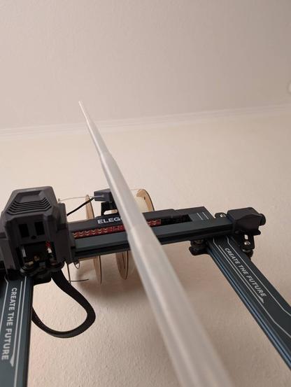 The same tubes making up the blade for the light saber. View from below, the blade is much taller than the 3D printer.
