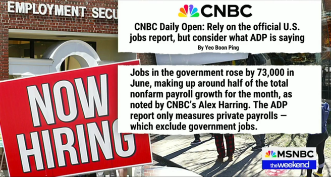 Gov hiring rose by 73,000 jobs to offset some of the job loses for June.