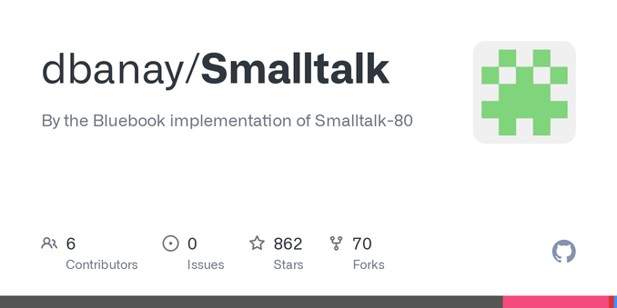 By the Bluebook implementation of Smalltalk-80. Contribute to dbanay/Smalltalk development by creating an account on GitHub.