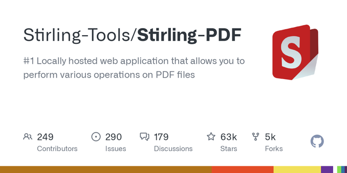 #1 Locally hosted web application that allows you to perform various operations on PDF files - Stirling-Tools/Stirling-PDF