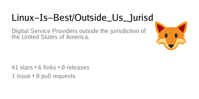Summary card of repository Linux-Is-Best/Outside_Us_Jurisdiction