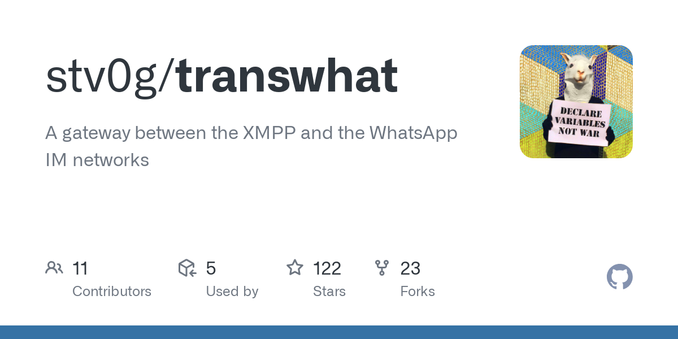 A gateway between the XMPP and the WhatsApp IM networks - stv0g/transwhat