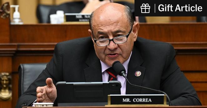 Representative Lou Correa of California, one of the Democrats who voted for a measure that would kill his state’s plan to phase out gas-powered cars by 2035.
