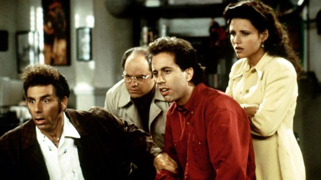 SEINFELD, from left, Michael Richards, Jason Alexander, Jerry Seinfeld, Julia Louis-Dreyfus, 1990-98, ©NBC/courtesy Everett Collection SEINFELD, from left, Michael Richards, Jason Alexander, Jerry Seinfeld, Julia Louis-Dreyfus, 1990-98, ©NBC/courtesy Everett Collection