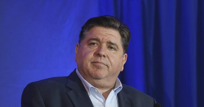 Illinois Gov. JB Pritzker speaks during the McIntyre-Shaheen 100 Club Dinner, Sunday April 27, 2025, in Manchester, N.H. (AP Photo/Reba Saldanha, File)
