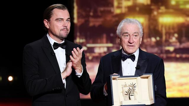 CANNES, FRANCE - MAY 13: Robert De Niro (R) accepts the honorary Palme d'Or from Leonardo DiCaprio onstage during the opening ceremony at the 78th annual Cannes Film Festival at the Palais de Festival on May 13, 2025 in Cannes, France. (Photo by Andreas Rentz/Getty Images) CANNES, FRANCE - MAY 13: Robert De Niro (R) accepts the honorary Palme d'Or from Leonardo DiCaprio onstage during the opening ceremony at the 78th annual Cannes Film Festival at the Palais de Festival on May 13, 2025 in Cannes, France. (Photo by Andreas Rentz/Getty Images)
