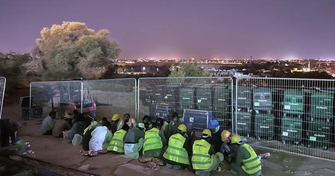 Migrant workers at a construction site near Riyadh, Saudi Arabia, March 2, 2024.