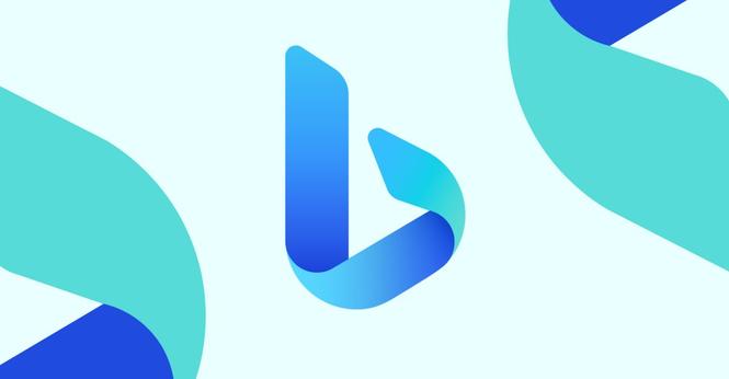 The Bing logo on a pastel background