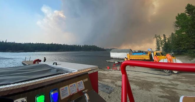 Wildfire smoke billows over the northern village of Denare Beach. (Photo courtesy of Brooke Kindel)