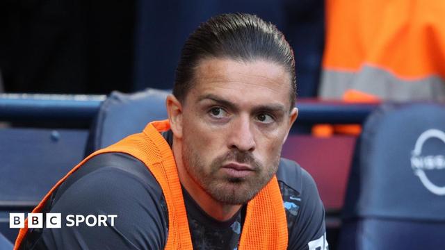 Manchester City winger Jack Grealish sat on the substitutes' bench