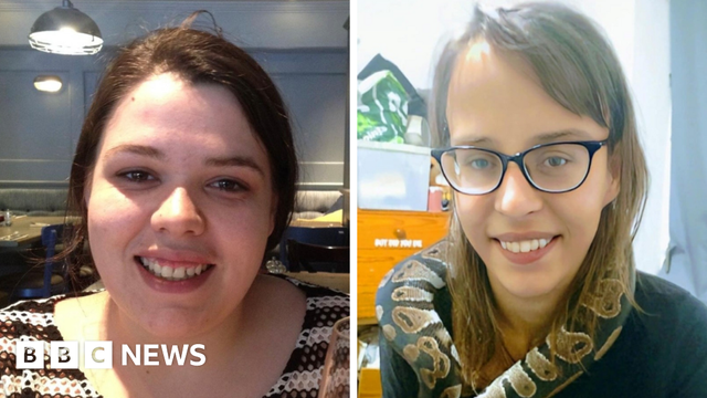 A composite image of both Joanne Pearson and Teohna Grant. Joanne has brown hair and is smiling while wearing a black and white striped top while sat in a restaurant. Teohna has long, light brown hair and glasses with black rims. She is smiling and has a snake around her neck.