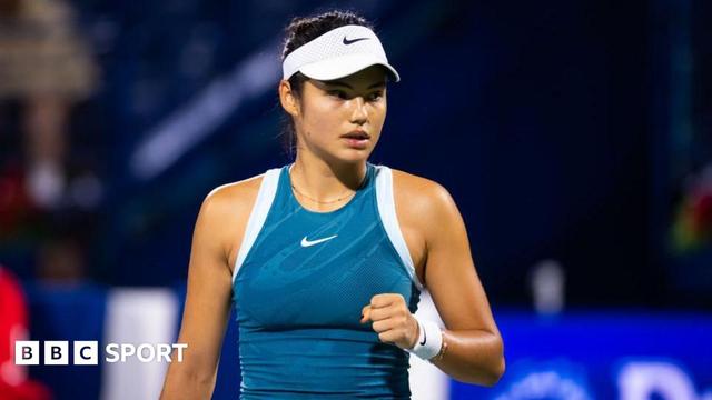 Britain's Emma Raducanu on court in Dubai