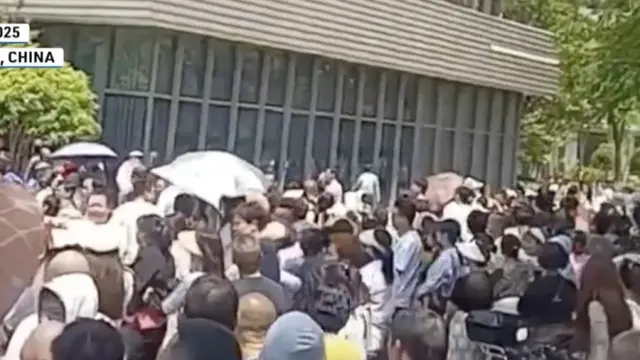 Protest in Zhejiang, China, on May 1, 2025. (Screenshot via NTD)