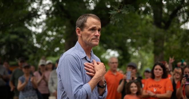 James E. Ryan, the University of Virginia’s ninth president, speaking to supporters on Friday. During his seven years in the job, Mr. Ryan developed a reputation as a champion of diversity.