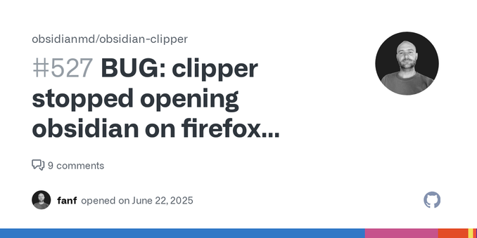 Version (please complete the following information): OS: Android 14 (oxygen 14 on oneplus 9) Browser : Firefox 140.0 Web Clipper version: 0.11.8 Obsidian version: 1.8.10 Describe the bug When going...