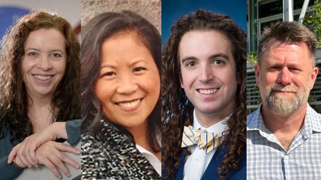 Portrait photos of Ames scientists, pictured left to right) Sigrid Reinsch, Lori Munar, Kevin Sims, and Mathew Fladeland