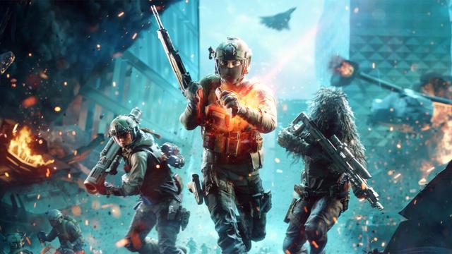 A marketing image for Battlefield depicting soldiers and jets