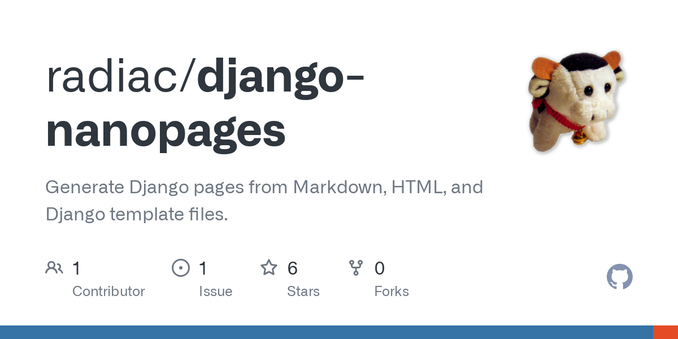 Generate Django pages from Markdown, HTML, and Django template files. - radiac/django-nanopages