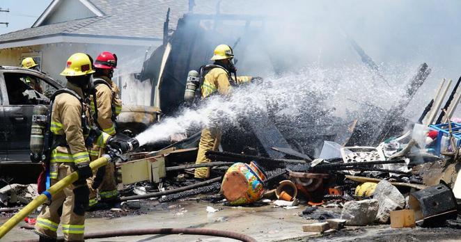 VCFD Firefighters are on scene of a structure fire in the 1600 block of Edmund St. in Simi Valley. Crews responded to reports of an explosion in the garage, possibly caused by fireworks. The fire extended from the garage into the attic and main areas of the home. Tragically, one person was killed in the incident. Firefighters continue to work on full extinguishment and overhaul. Because of the fire remains under investigation.