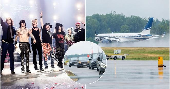 „Guns N’ Roses“ atvyko į Lietuvą: lėktuvas nusileido Kauno oro uoste