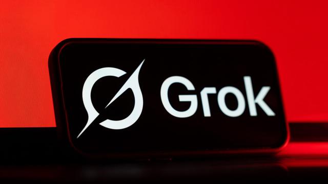 The Grok chatbot logo on a smartphone