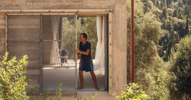 Piers Taylor in his family’s open-air house on the Greek island of Corfu.