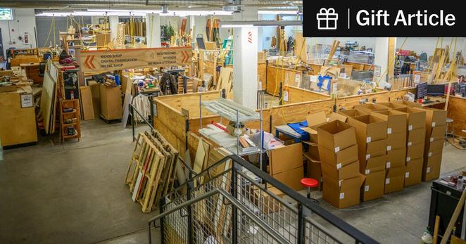 The basement of Open Works, a Baltimore nonprofit that provides space for small manufacturers, contains wood and metal shops.