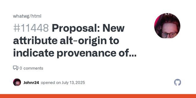 What problem are you trying to solve? The current HTML specification provides the alt attribute on images to supply alternative text for users who cannot see visual content. However, there is no wa...