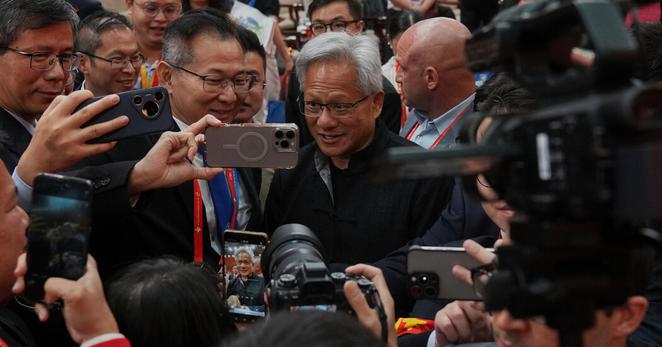 Jensen Huang, Nvidia’s chief executive, has met with officials in Washington and Beijing in the past week to promote his company’s central role in the A.I. industry.