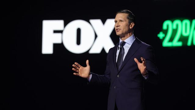 FOX UPFRONT ’25: Jeff Collins,President of Advertising Sales, Marketing and Brand Partnerships for Fox Corporation, during the FOX UPFRONT ’25 presentation on Monday, May 12, 2025. ©2025 Fox Media LLC. CR: Frank Micelotta/FOX