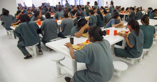 July 2015 photo of female detainees eating lunch at the Eloy Federal Contract Facility.