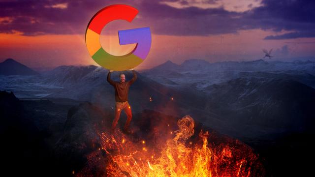 Artist's depiction of the article author heaving a large multicolored "G" into the fires of Mount Doom