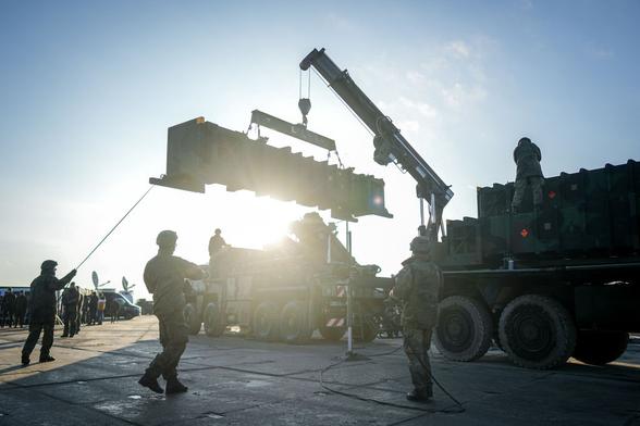Patriot anti-aircraft missiles are loaded by Bundeswehr soldiers. 23 January 2025, Poland, Rzeszow. | Photo by Kay Nietfeld/picture alliance via Getty Images