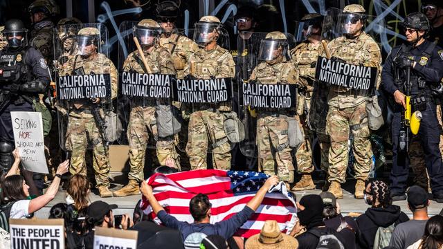 Protesters confront California National Guard soldiers in Los Angeles